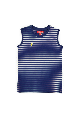 Pitt Kids Blaues Tanktop mit weißen Streifen PT-BT-05008