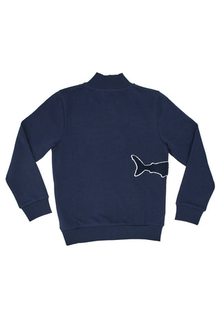 Felpa Blu Con Squalo Ricamato Pitt Kids PT-B-F-05016