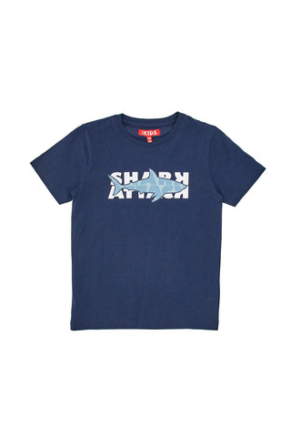 T-Shirt Blu con Squalo Stampato Pitt Kids PT-B-T-05019