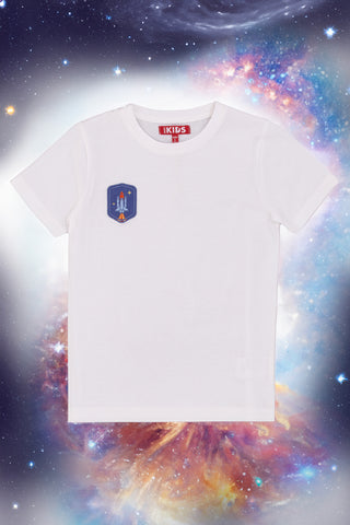 T-Shirt Bianca Con Razzo Ricamato Pitt Kids PT-B-T-05026