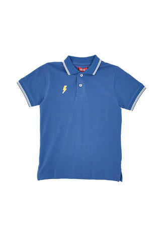 Pitt Kids Blaues Poloshirt mit weißen Rändern PT-B-PL-05032