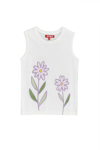 Weiße ärmellose Weste mit Blumen Pitt Kids 05052