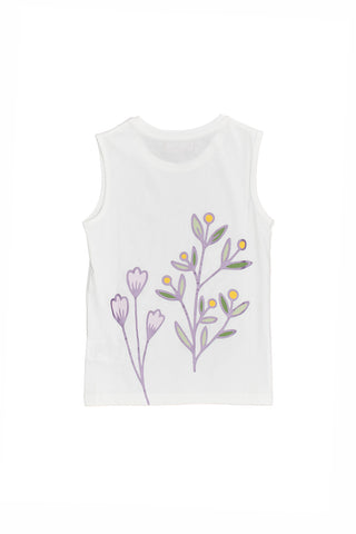 Weiße ärmellose Weste mit Blumen Pitt Kids 05052