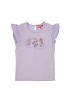 Lilafarbenes T-Shirt mit Aufdruck und Rüschenärmeln Pitt Kids PT-GT-05053
