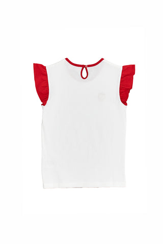 Maglietta Smanicata Bianca con Fragola Pitt Kids 05059