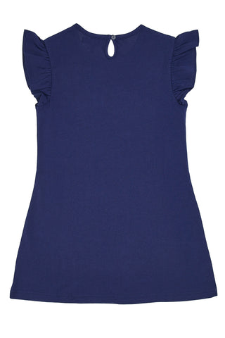 Pitt Kids Blaues Kleid mit kurzen Rüschenärmeln PT-GD-05066