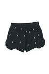 Schwarze Shorts mit grauen Blitzen und Rüschen Pitt Kids PT-G-SP-05075