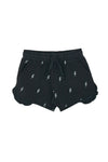 Shorts Neri con Lampi Grigi e Volant Pitt Kids PT-G-SP-05075