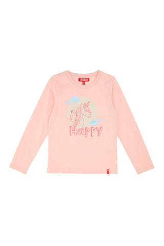 PITT KIDS Rosa Langarm-T-Shirt mit Glitzerdruck PT-GT-05079