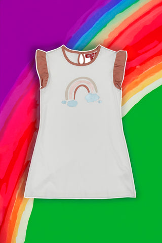 Weißes Kleid mit Rainbow Pitt Kids 05082