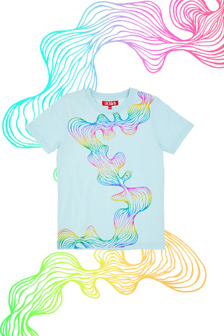 T-Shirt Celeste con Stampa Effetto Metallizzato Pitt Kids PT-G-T-05084