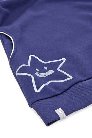 Blaues Kleid mit Taschen und grauen Drucken PITT KIDS 6001