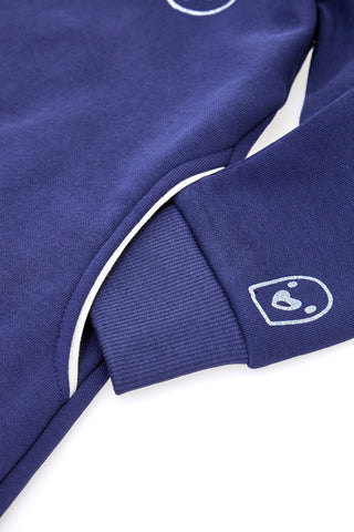 Blaues Kleid mit Taschen und grauen Drucken PITT KIDS 6001