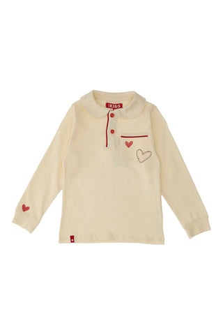 Maglia Bianca a Maniche Lunghe con Colletto PITT KIDS 6006