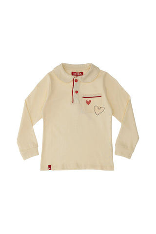 Maglia Bianca a Maniche Lunghe con Colletto PITT KIDS 6006