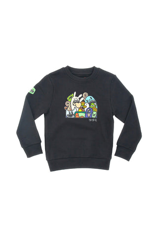 Sweatshirt Rundhalsausschnitt Schwarz mit Motiven PITT KIDS 6012