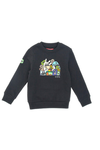 Sweatshirt Rundhalsausschnitt Schwarz mit Motiven PITT KIDS 6012