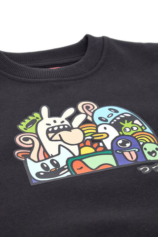 Sweatshirt Rundhalsausschnitt Schwarz mit Motiven PITT KIDS 6012