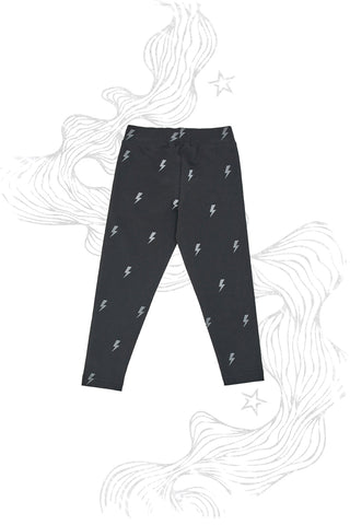 Schwarze Leggings mit grauen Blitzen PITT KIDS 6013