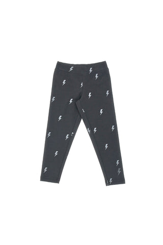 Schwarze Leggings mit grauen Blitzen PITT KIDS 6013