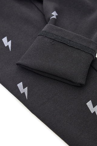 Schwarze Leggings mit grauen Blitzen PITT KIDS 6013
