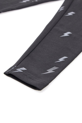 Schwarze Leggings mit grauen Blitzen PITT KIDS 6013