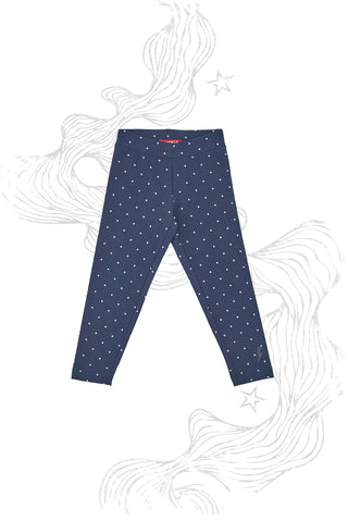 Blaue Mädchen-Leggings mit weißen Punkten Pitt KID 6014