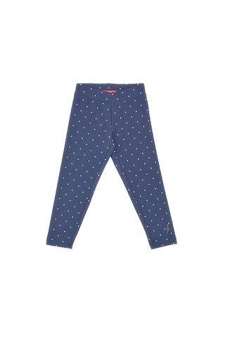 Blaue Mädchen-Leggings mit weißen Punkten Pitt KID 6014