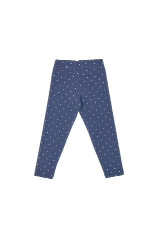 Blaue Mädchen-Leggings mit weißen Punkten Pitt KID 6014