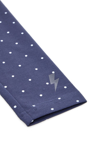Blaue Mädchen-Leggings mit weißen Punkten Pitt KID 6014