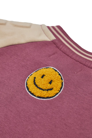 Cremefarbenes und rosa Sweatshirt mit zentralem Reißverschluss PITT KIDS 6018