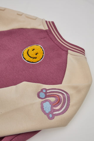 Cremefarbenes und rosa Sweatshirt mit zentralem Reißverschluss PITT KIDS 6018