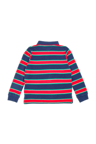 PITT KIDS 6030 Blau und rot gestreiftes Langarm-Poloshirt