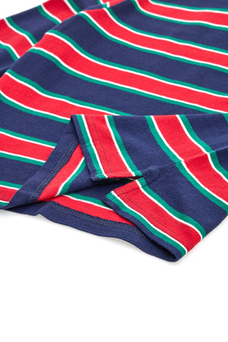 PITT KIDS 6030 Blau und rot gestreiftes Langarm-Poloshirt