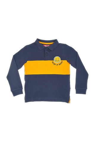 PITT KIDS Blaues und gelbes Langarm-Poloshirt 6031