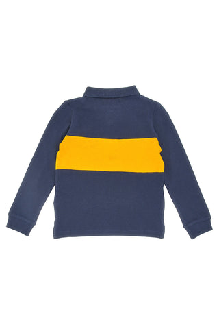 PITT KIDS Blaues und gelbes Langarm-Poloshirt 6031