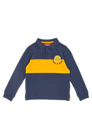 PITT KIDS Blaues und gelbes Langarm-Poloshirt 6031