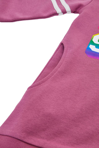 Rosa Kleid mit holografischem Aufdruck PITT KIDS 6021