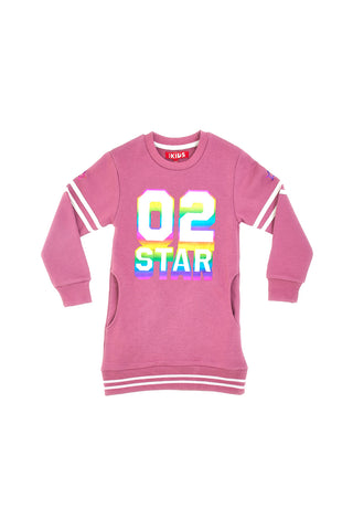 Rosa Kleid mit holografischem Aufdruck PITT KIDS 6021