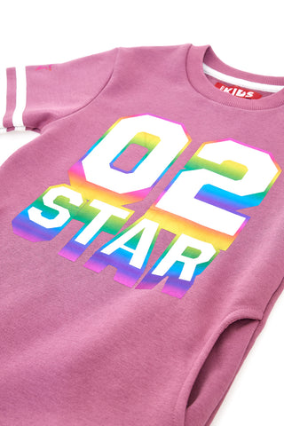 Rosa Kleid mit holografischem Aufdruck PITT KIDS 6021