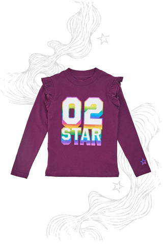 Lila Pullover mit Rundhalsausschnitt und holografischem Aufdruck PITT KIDS 6035