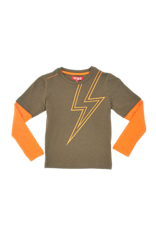 Maglia Girocollo a Maniche Lunghe Verde e Arancio PITT KIS 6033