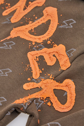 Grün-orangefarbenes Sweatshirt mit Kapuze und zentralem Reißverschluss PITT KIDS 6025
