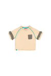 Beiges T-Shirt mit Animalier-Muster und Rüschen PITT KIDS PT-KT-7002