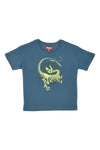 Maglia Girocollo a Miche Corte Petrolio con Stampa Giallo Fluo PITT KIDS PT-K-T-7011