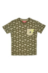 PITT KIDS PT-KT-7013 Grüner Pullover mit Kontrastdruck und kurzen Ärmeln und Rundhalsausschnitt