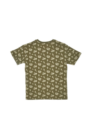 PITT KIDS PT-KT-7013 Grüner Pullover mit Kontrastdruck und kurzen Ärmeln und Rundhalsausschnitt