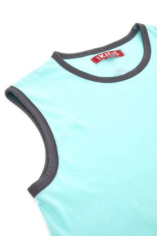 Play It Easy Blaues Tanktop mit grauem Lächeln PITT KIDS PT-KT-7022