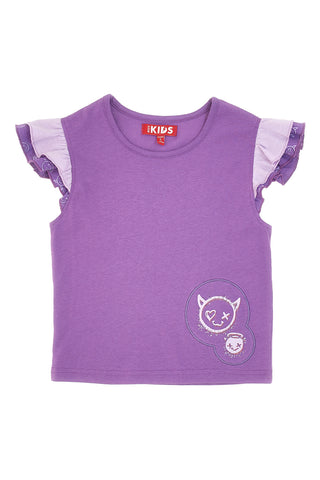 PITT KIDS Lila T-Shirt mit Rundhalsausschnitt und Puffärmeln PT-KT-7026