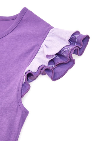 PITT KIDS Lila T-Shirt mit Rundhalsausschnitt und Puffärmeln PT-KT-7026